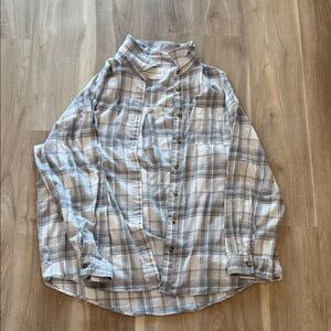 Aeropostale Light Gray Plaid Flannel